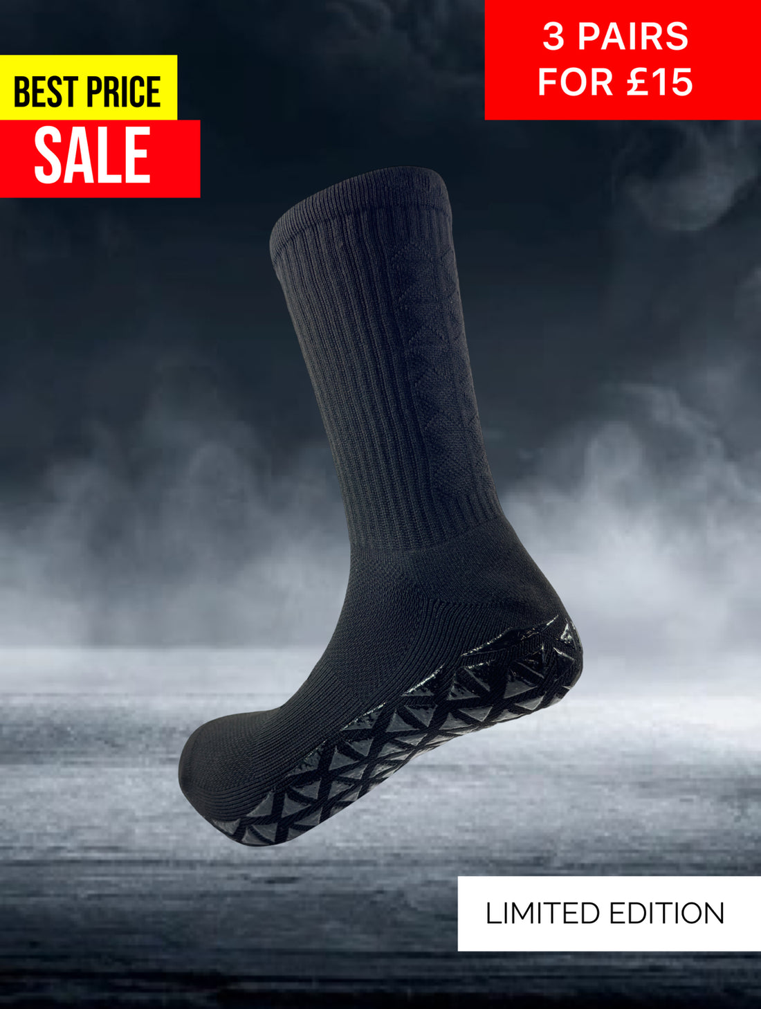 GRIP SOCKS MIDCALF LENGTH BLACK