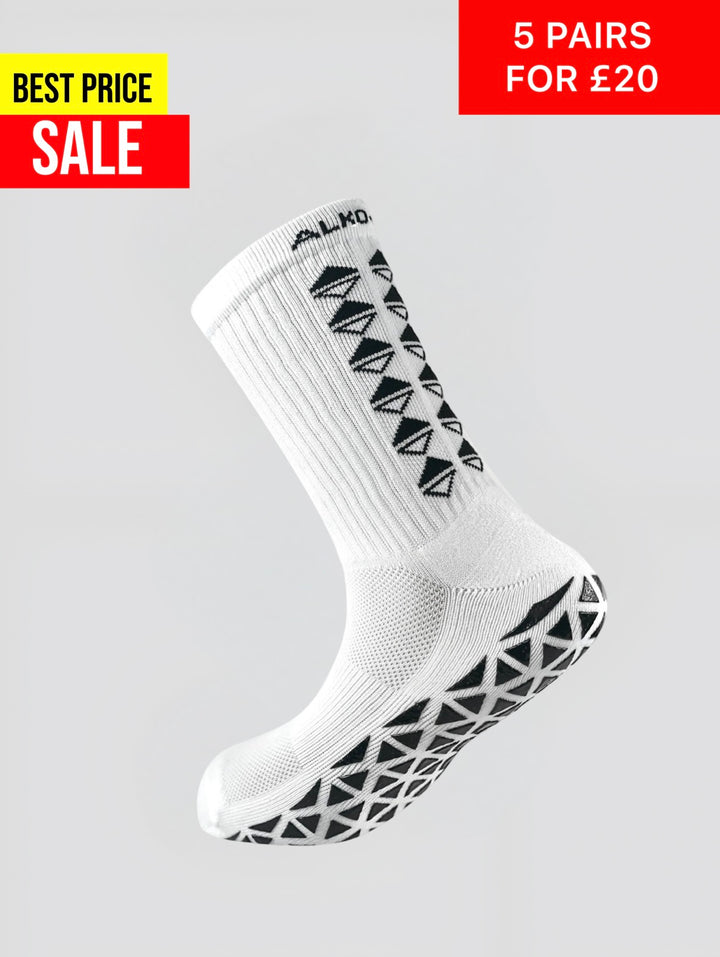 GRIP SOCKS MIDCALF LENGTH WHITE